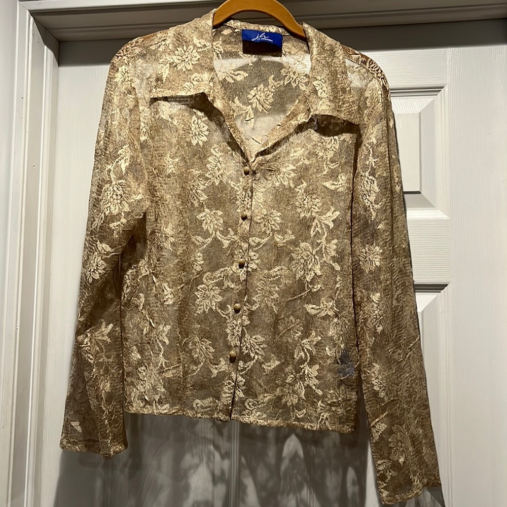 JH Collectibles gold lace blouse